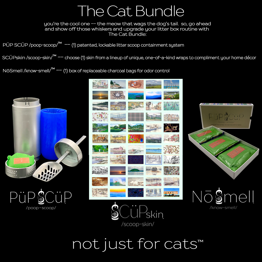 The Cat Bundle - Patented Litter Scoop Holder, 3 Charcoal Bags & Deco-Sleeve