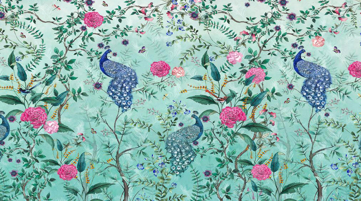 Chic teal-colored floral peacock pattern SCÜPskin™ Deco-Sleeve for the PÜP SCÜP™ litter scoop caddy system.