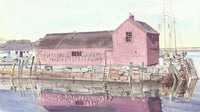 Colorful Nova Scotia fish house situated on a stone bulkhead for a SCÜPskin™ Deco-Sleeve on the PÜP SCÜP™ litter scoop canister.