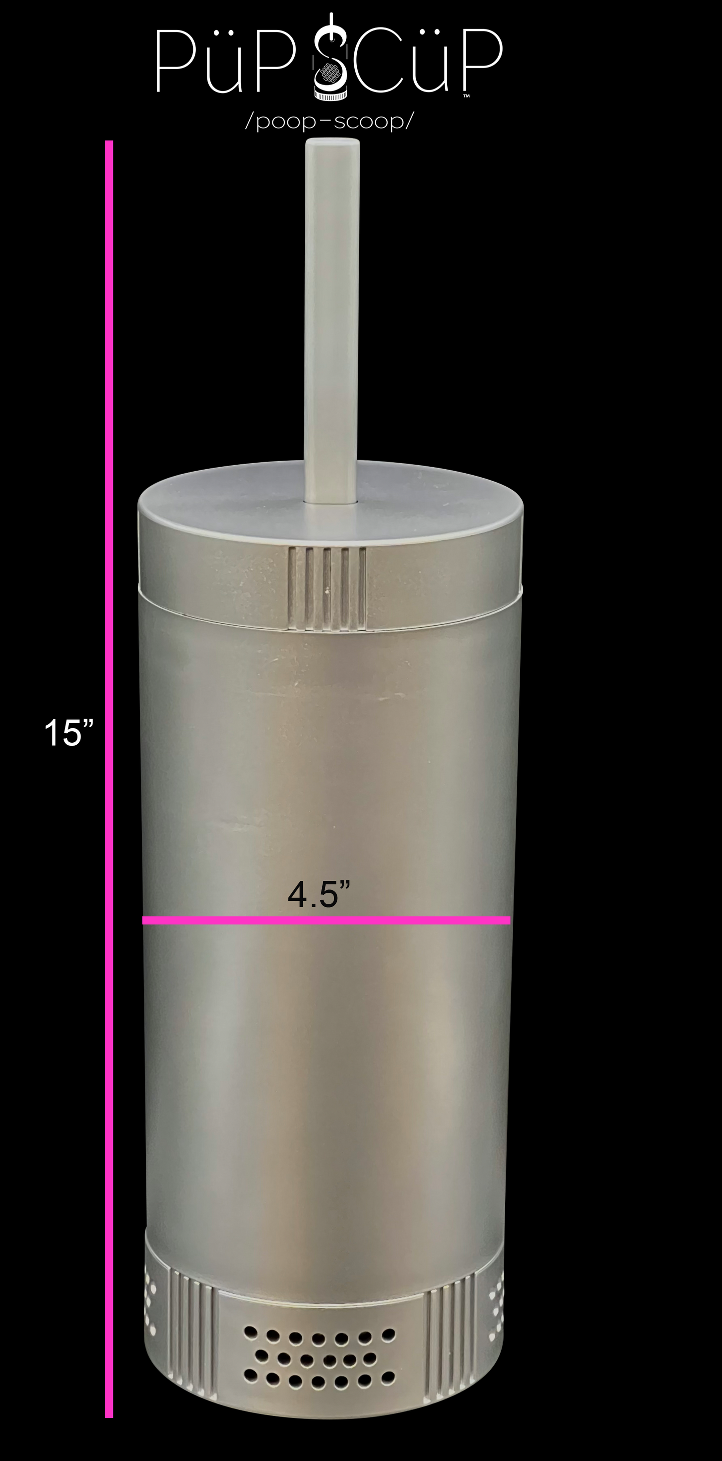 Space-saving PÜP SCÜP™ travel litter scoop containment system, showcasing its sleek, compact footprint ideal for vacation homes, luxury RVs, and pet-friendly travel.