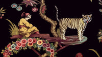 Funky floral and black SCÜPskin™ Deco-Sleeve featuring an Asian-inspired man and tiger design for the PÜP SCÜP™ litter scoop holder.