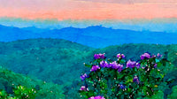Colorful SCÜPskin™ Deco-Sleeve of sunset in Blue Ridge Mountains for PÜP SCÜP™ litter scoop caddy
