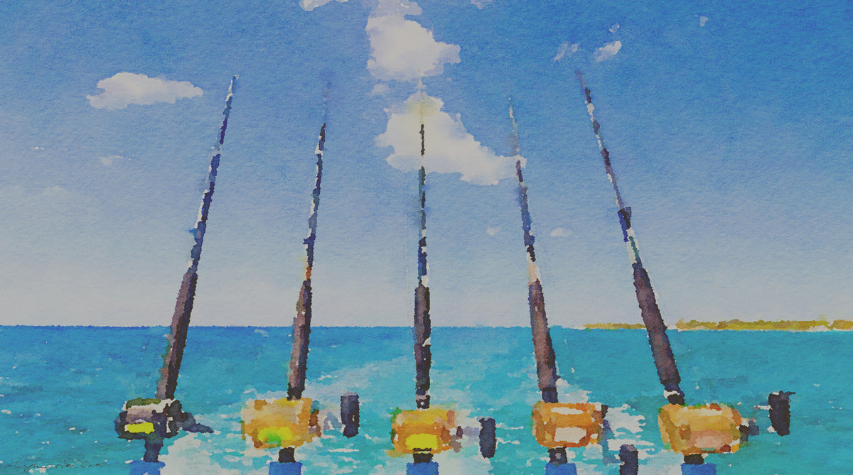 SCÜPskin™ Deco-Sleeve of deep sea fishing reels for patented PÜP SCÜP™ litter scoop caddy
