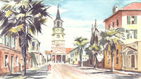 Beautiful watercolor print of Charleston SC as SCÜPskin™ Deco-Sleeve for PÜP SCÜP™ litter scoop container