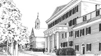 Pen and Ink artwork of Salem College for a SCÜPskin™ Deco-Sleeve on the PÜP SCÜP™ litter scoop canister.