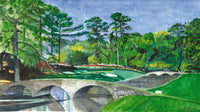 Vibrant golf art watercolor of Hole 12 Golden Bell at Augusta National as a SCÜPskin™ Deco-Sleeve for the PÜP SCÜP™ litter scoop caddy.
