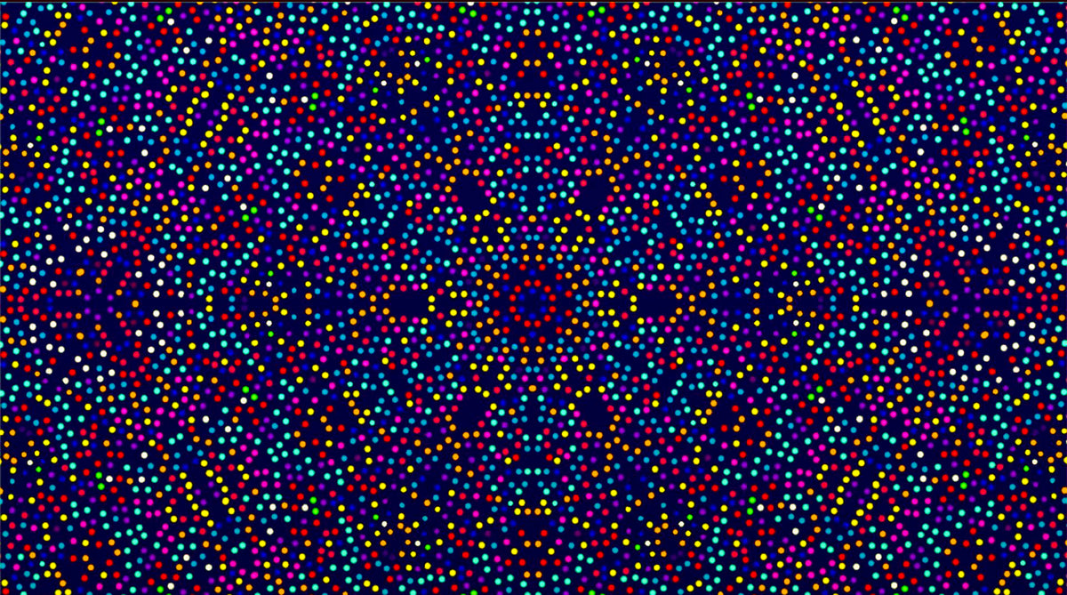 Mesmerizing visual style artwork with repetitive colorful dots for a SCÜPskin™ Deco-Sleeve on the PÜP SCÜP™ litter scoop canister.