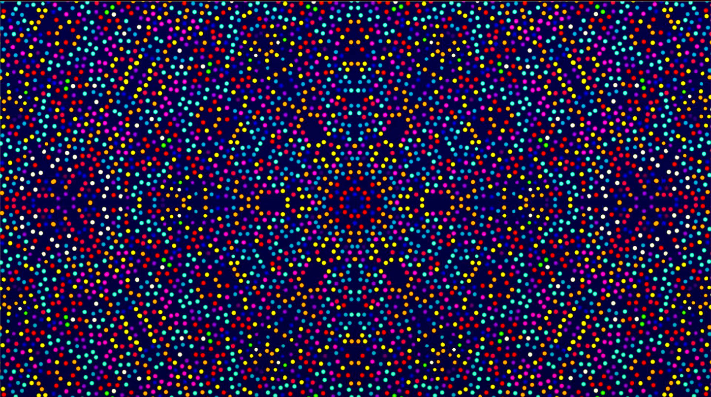 Mesmerizing visual style artwork with repetitive colorful dots for a SCÜPskin™ Deco-Sleeve on the PÜP SCÜP™ litter scoop canister.