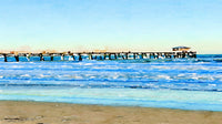 Impressionistic style art of Oceanana Pier at Atlantic Beach, NC as a SCÜPskin™ Deco-Sleeve for the PÜP SCÜP™ litter scoop holder.