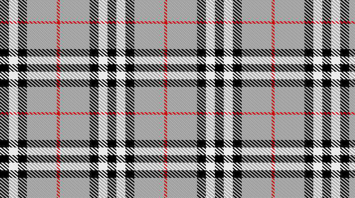 Classic grey, black, white, and red plaid SCÜPskin™ Deco-Sleeve for a stylish, preppy PÜP SCÜP™ pet litter scoop caddy.