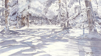 Watercolor of a winter forest scene in Quebec, Canada as a SCÜPskin™ Deco-Sleeve for the patented PÜP SCÜP™ litter scoop caddy.