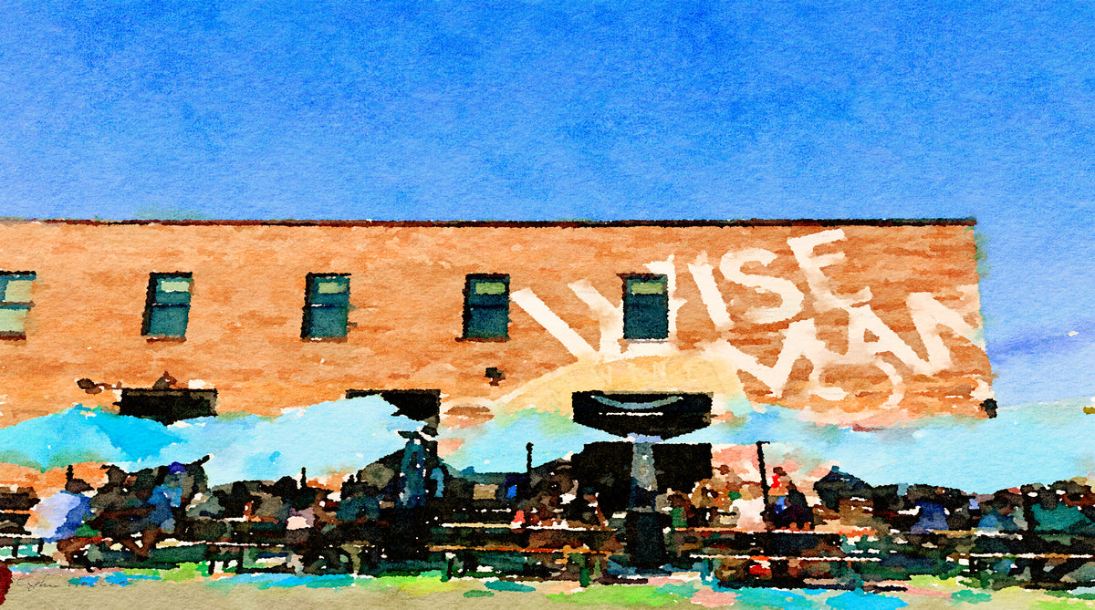 Artistic perspective of the Wise Man Brewing establishment in Winston-Salem as a SCÜPskin™ Deco-Sleeve for the PÜP SCÜP™ litter scoop caddy.